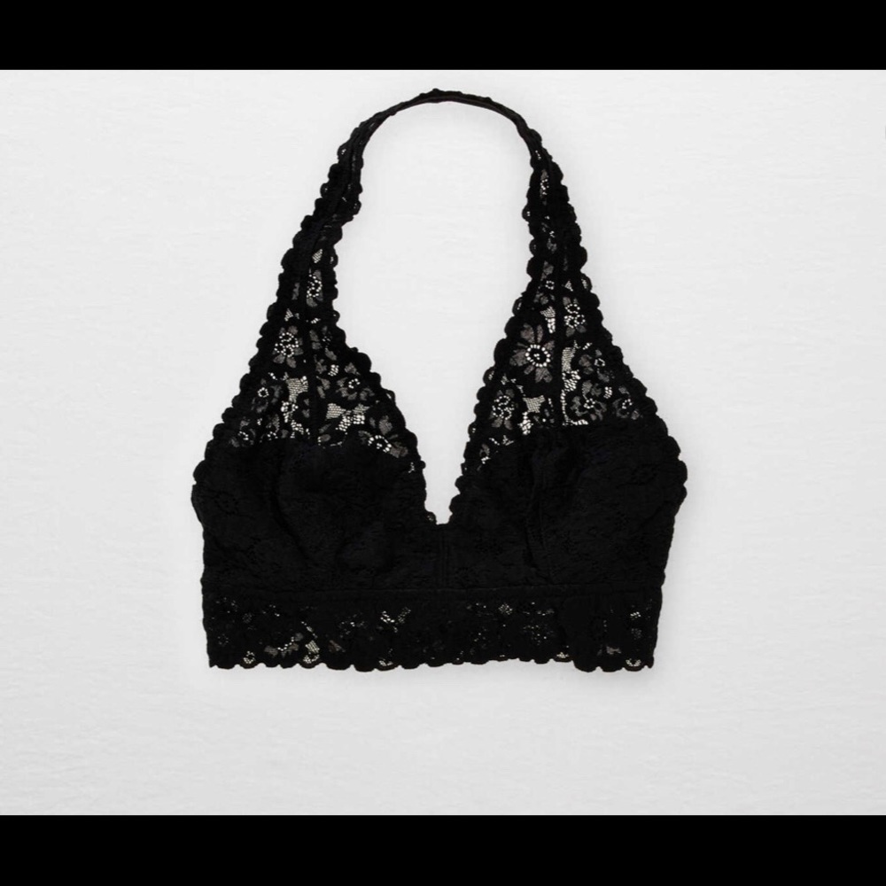 Aerie Black Halter Lace Bralette​​​​​​​​​